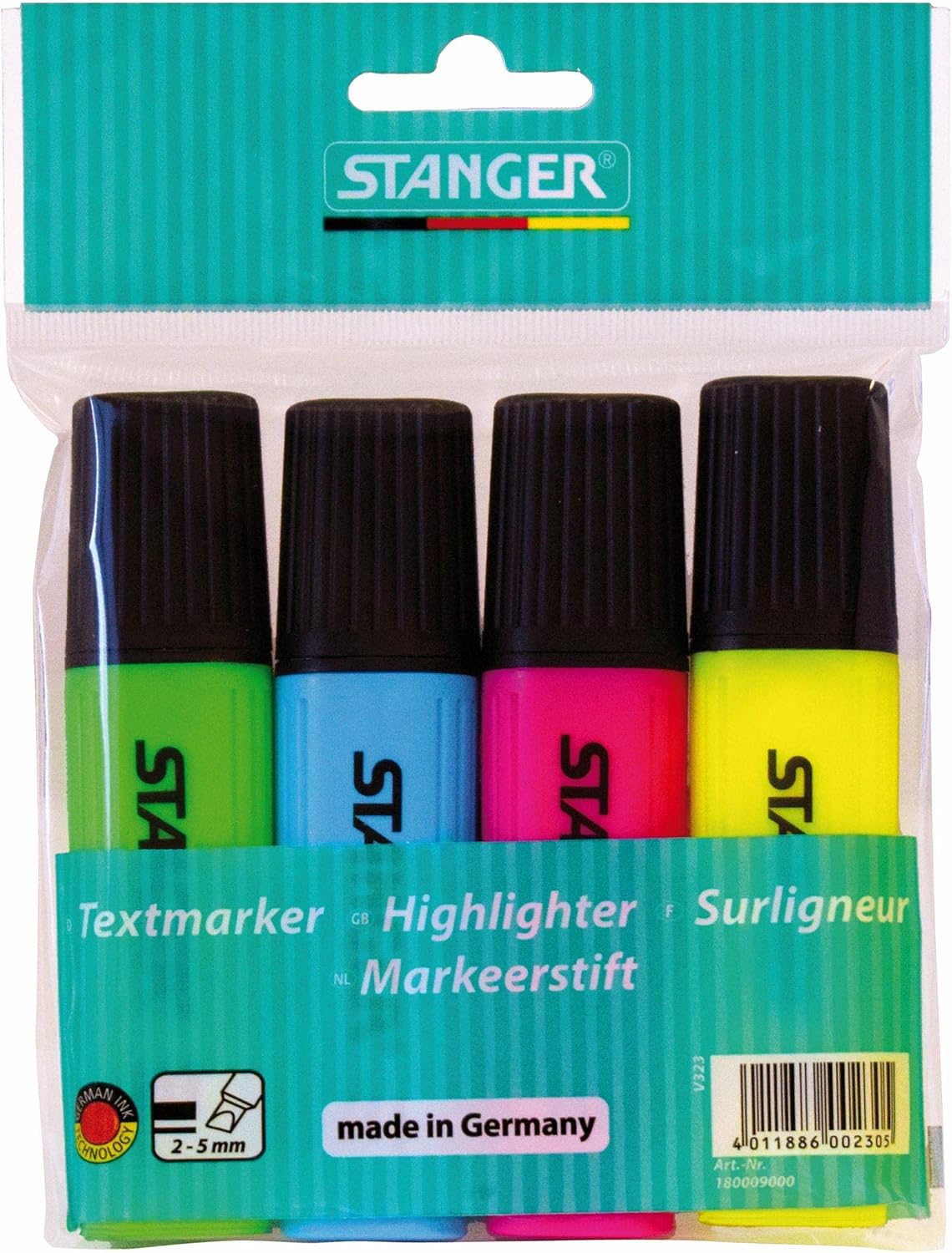 Stanger Textmarker | 4er Set | mehrfarbig