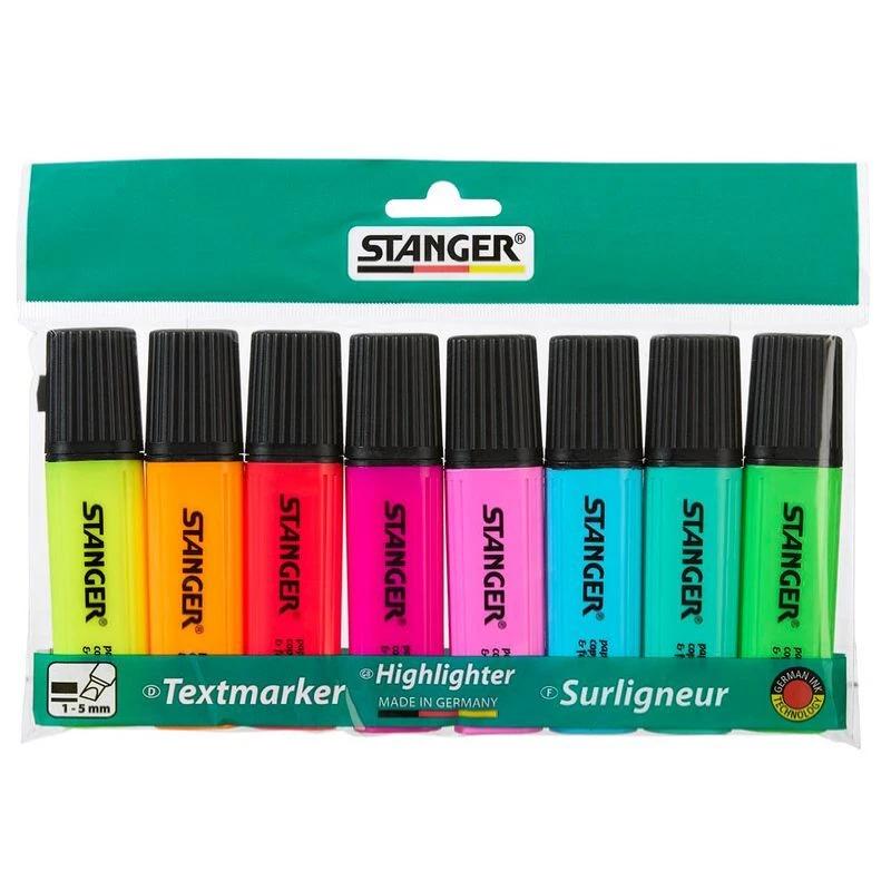 Stanger Textmarker | 8er Set | mehrfarbig