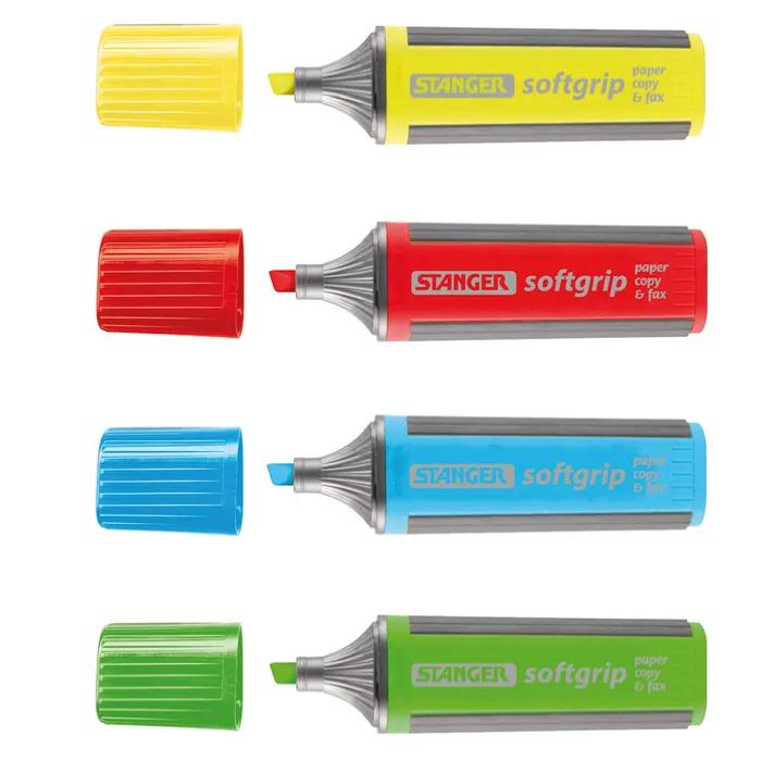 Stanger Textmarker | 4er Set | Softgrip | mehrfarbig