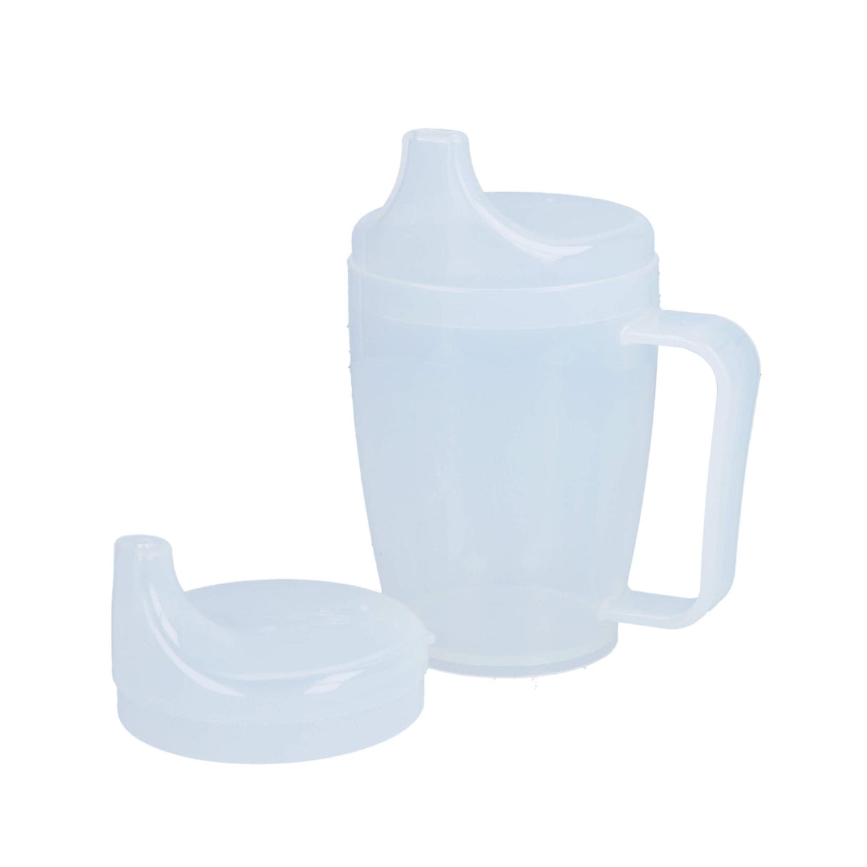 Einnehmebecher mit Griff und 2 Deckel | Einnahmebecher | milchig