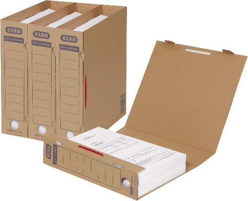 ELBA Archivordner "tric system"| stabile Wellpappe | für ca. 500 DIN A4-Blätter | mit Verschlusslasche | Archivaufdruck und Griffloch | naturbraun
