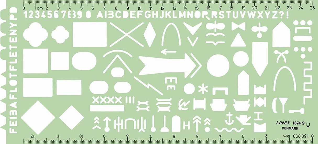 LINEX 1374S Truppenschablone, NATO-Militärsymbole, Taktische Zeichen gemäß APP-6A, Tuschenoppen, 275 x 125 mm