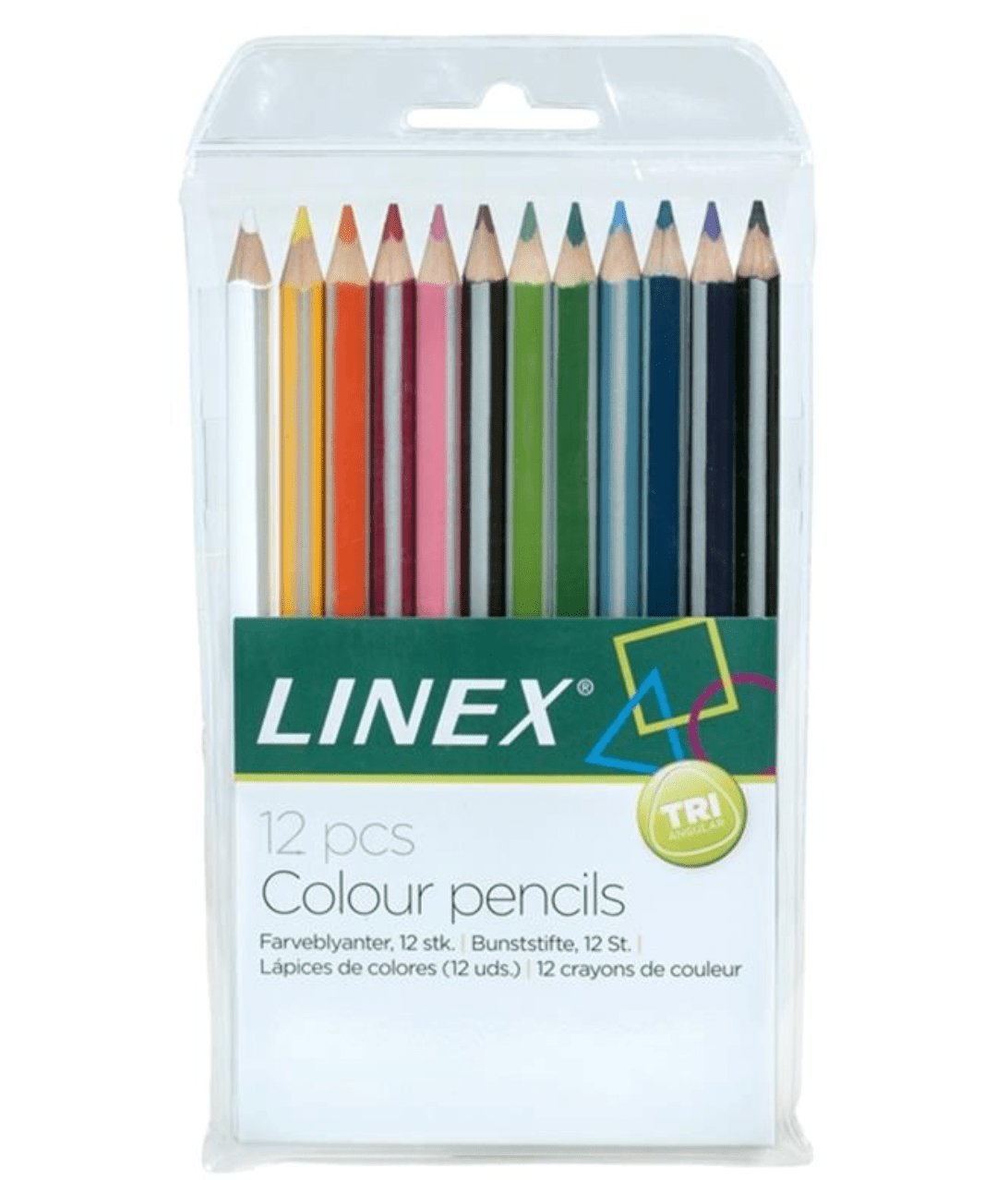 LINEX CPL12 Jumbo-Buntstifte, Set mit 12 Farben, Ergonomische Dreiecksform, beschriftbares Namensfeld auf der Kunststoffverpackung