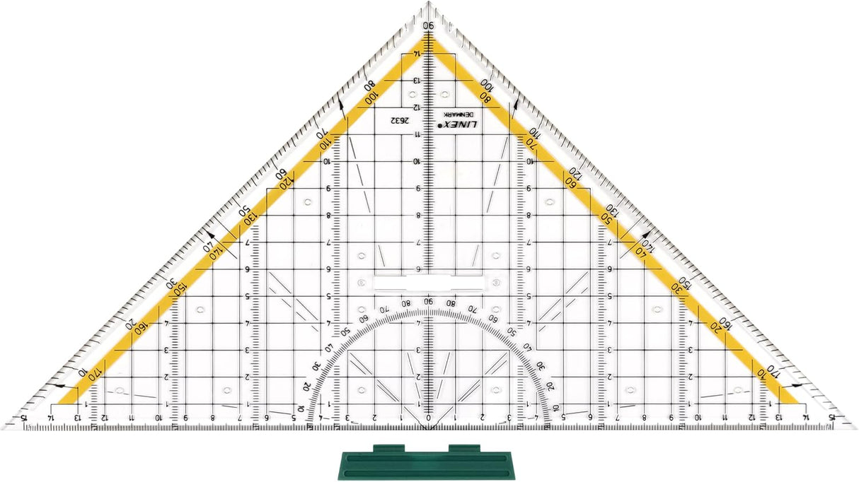 LINEX Geometrie-Dreieck mit Winkelmesser, Facette, metrischer Skala und abnehmbarem Griff - verschiedene Ausführungen