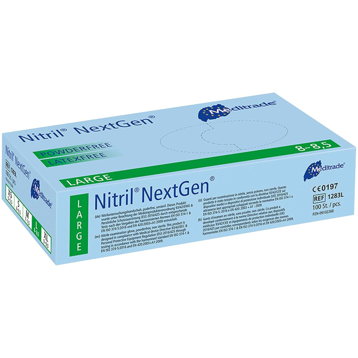 Meditrade Nitril Handschuhe NextGen® EN 455, puderfrei, blau, 100 Stk.