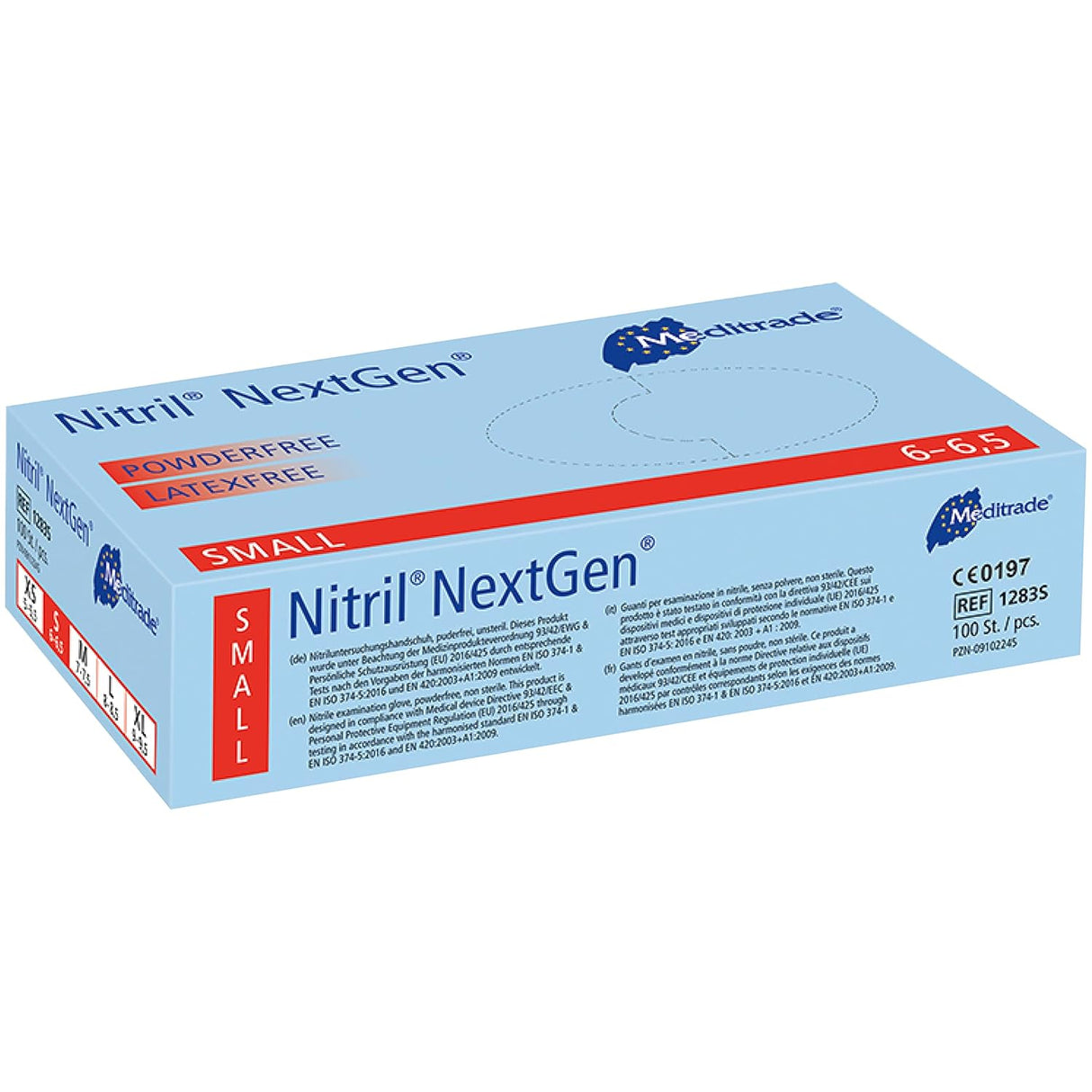Meditrade Nitril Handschuhe NextGen® EN 455, puderfrei, blau, 100 Stk.