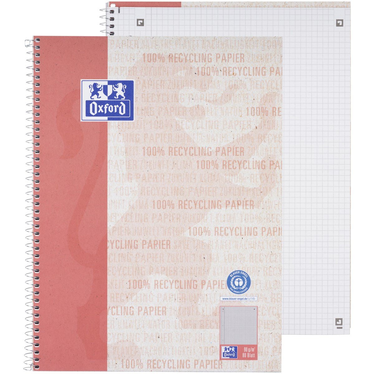 Oxford Recycling College- und Schulblock A4/A5+, 50-80 Blatt, Optik Paper® - verschiedene Lineaturen