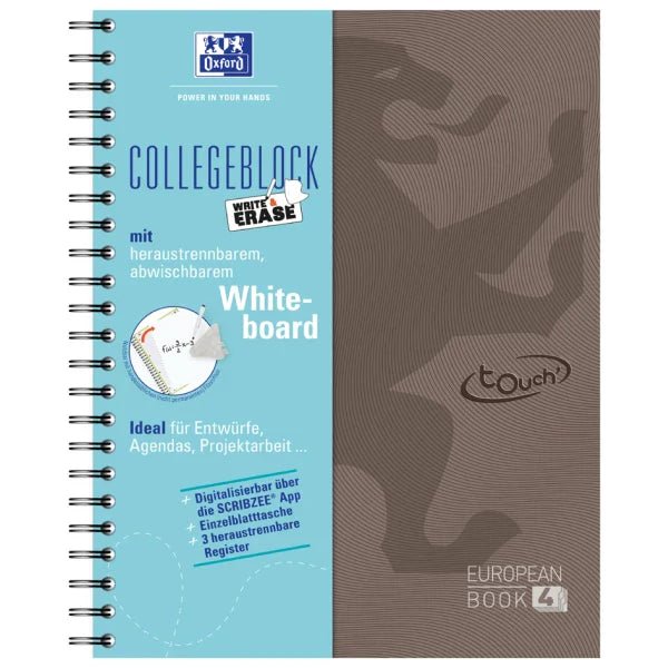 Oxford TOUCH European book 4, A4+, 120 Blatt, incl. Whiteboard, braun - braun