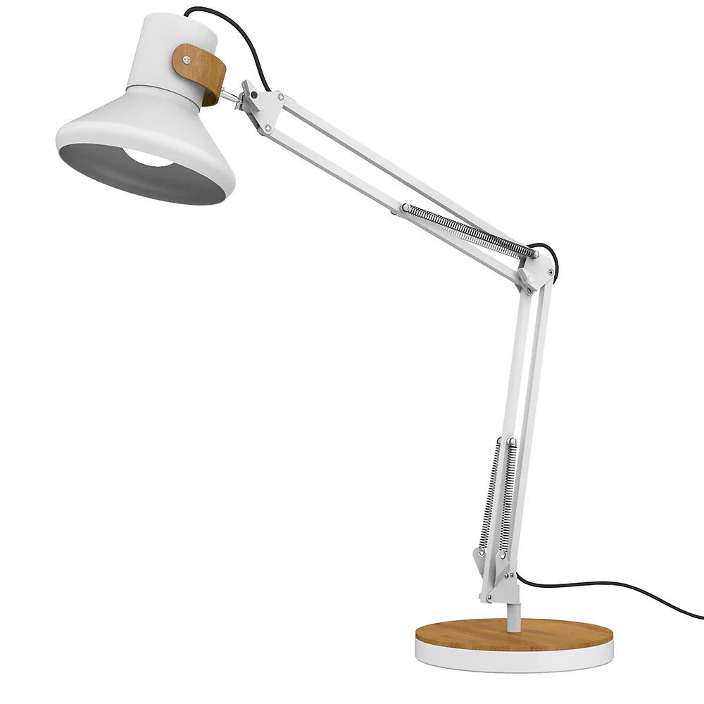Unilux BAYA BAMBOO Tischleuchte weiß-bambus, Gelenkarm, inkl. Sockel und Klemmbefestigung