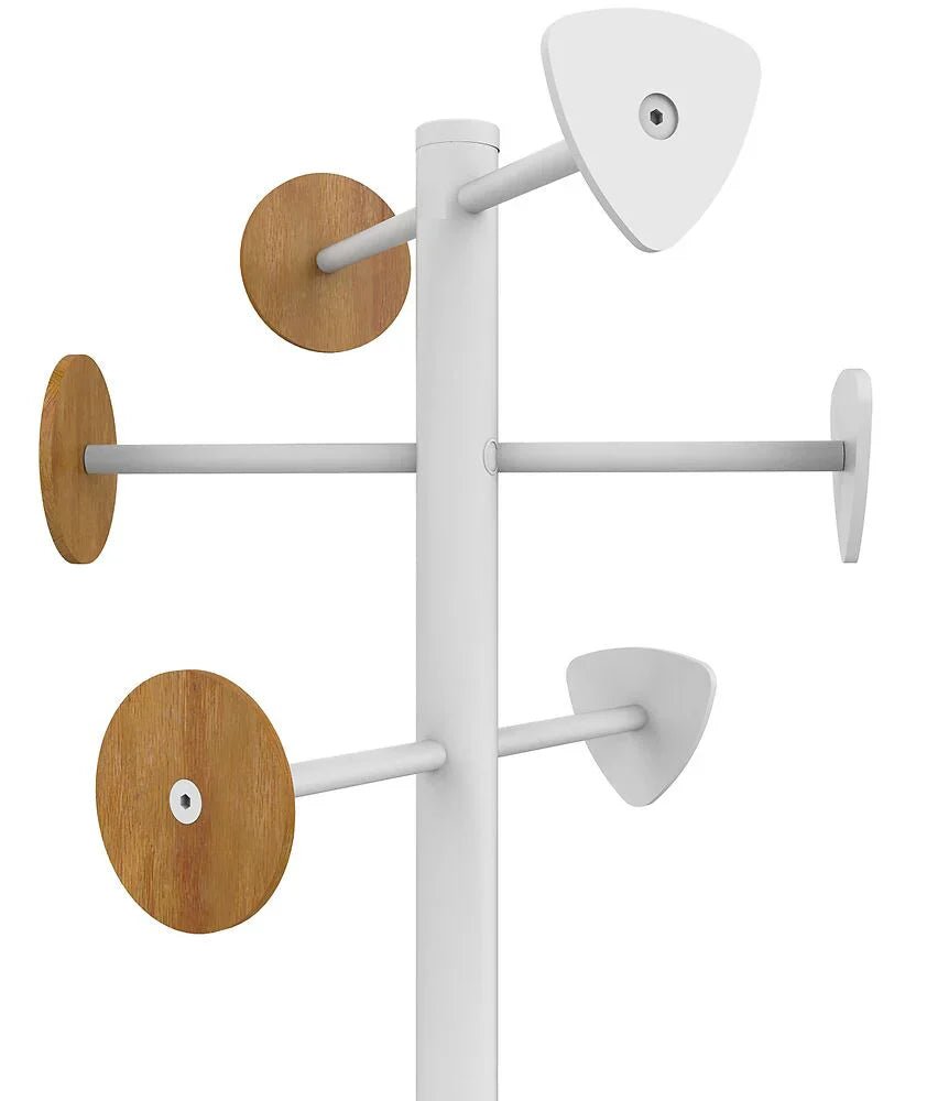 Unilux BORA BAMBOO Standgarderobe, 6 Kleiderhaken, Schirmhalter und Abtropfschale