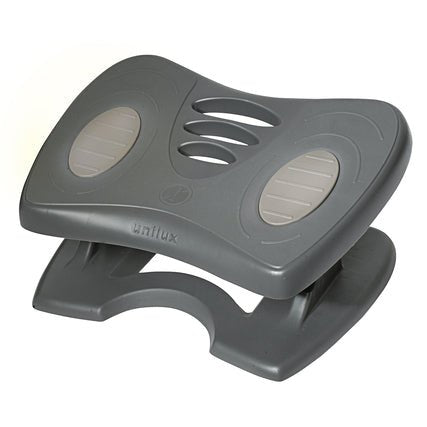Unilux NYMPHEA Fußstütze grau, bewegliche Fußauflage mit variabler Neigung, Höhe verstellbar, Wipp- und Schaukelfunktion, Antirutschbeschichtung