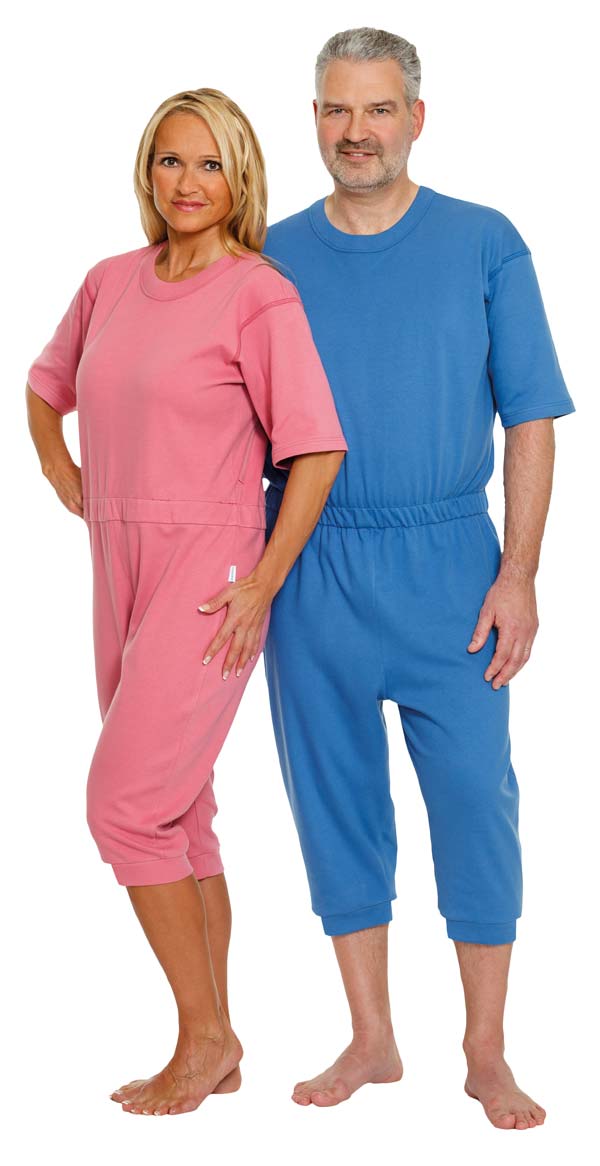 Pflegeoverall mit kurzen Armen und Beinen - Blau