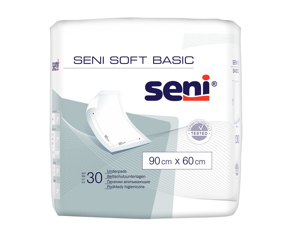 Seni Soft Basic | Bettschutzeinlage | 60 x 60cm | 90 x 60cm | 1 Packung á 30 Stück