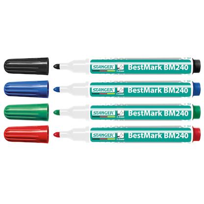 Stanger Whiteboard Marker BM240 | 4er Set | schwarz, blau, rot und grün