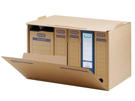 ELBA Archivbox "tric system", mit Verschlusslasche, Archivaufdruck und Griffloch, allseitig geschlossen, aus stabiler Wellpappe, für DIN A4, naturbraun