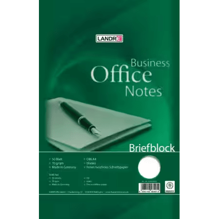 LANDRÉ Briefblock Notizblock | A4 | 50 Blatt | 70 g/m² | blanko