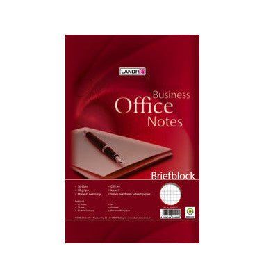 LANDRÉ Briefblock Notizblock | A4 | 50 Blatt | 70 g/m² | kariert
