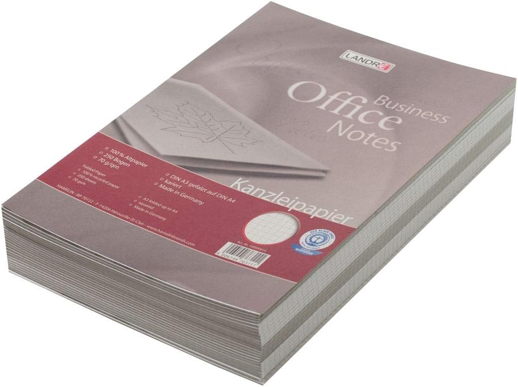 LANDRÉ Kanzleipapier "Recycling", A3/A4 gefalzt, 70 g/m², 250 Bogen pro Packung - Verschiedene Ausführungen