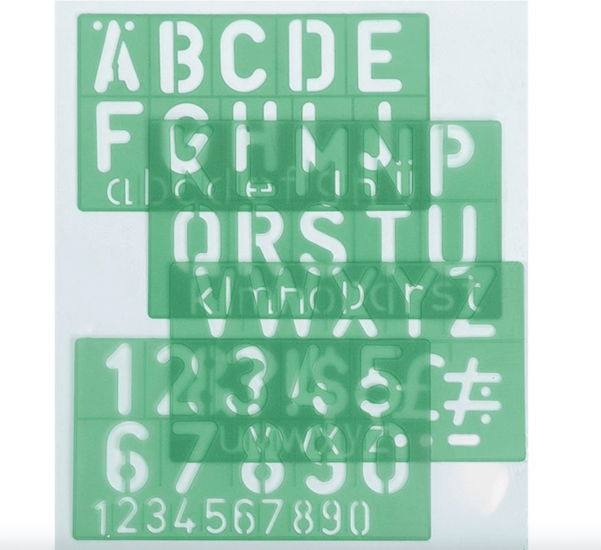 LINEX 8530 Schriftschablone, Standard, Schrifthöhe 30 mm, Großbuchstaben, Ziffern