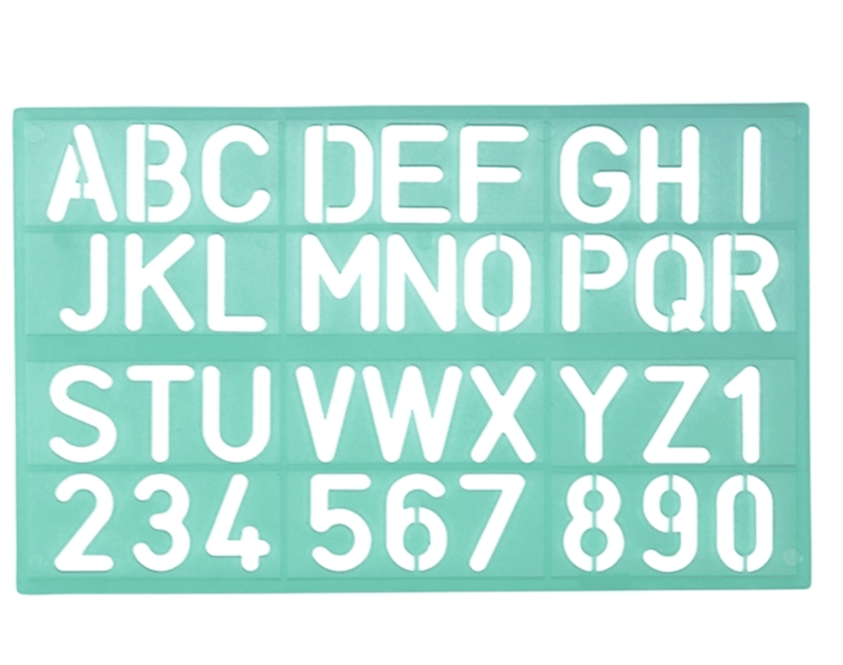 LINEX 8530 Schriftschablone, Standard, Schrifthöhe 30 mm, Großbuchstaben, Ziffern