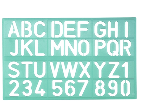 LINEX 8530 Schriftschablone, Standard, Schrifthöhe 30 mm, Großbuchstaben, Ziffern