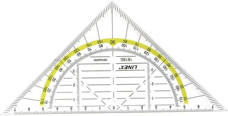 LINEX Geometrie-Dreieck mit Winkelmesser, Facette, metrischer Skala und abnehmbarem Griff - verschiedene Ausführungen