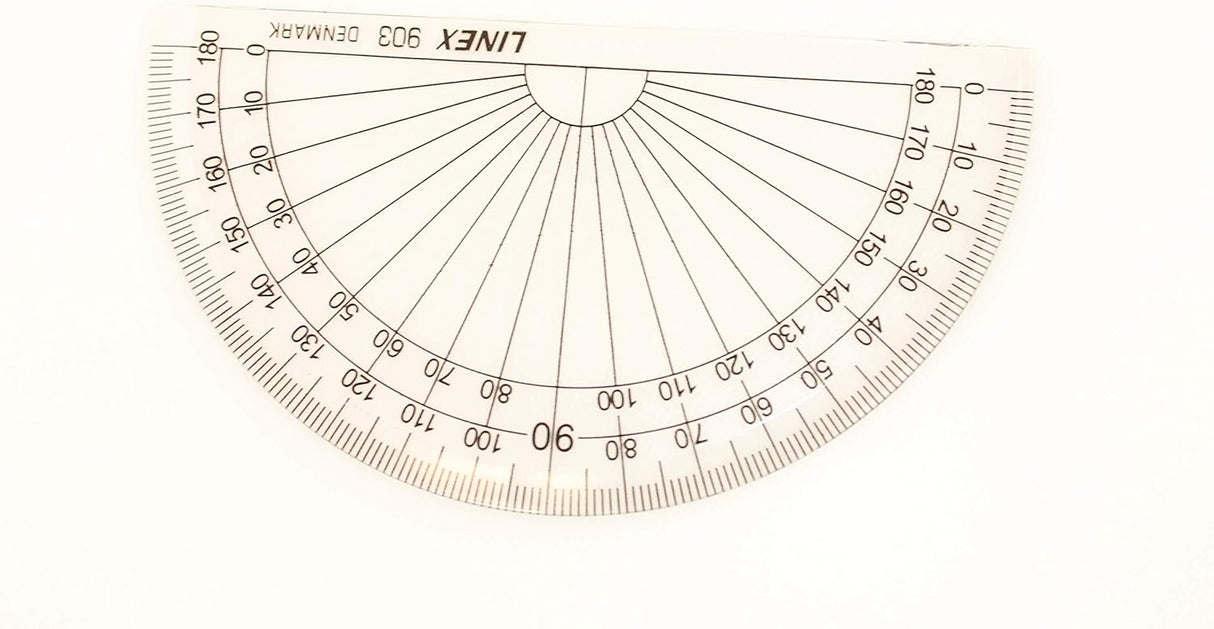 LINEX Nature Serie Winkelmesser aus Maisstärke, transparent, 100 mm Durchmesser, 2 mm dick, 180° Bogenlänge, Facette, biologisch abbaubar