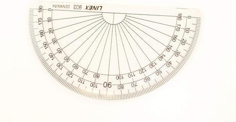 LINEX Nature Serie Winkelmesser aus Maisstärke, transparent, 100 mm Durchmesser, 2 mm dick, 180° Bogenlänge, Facette, biologisch abbaubar