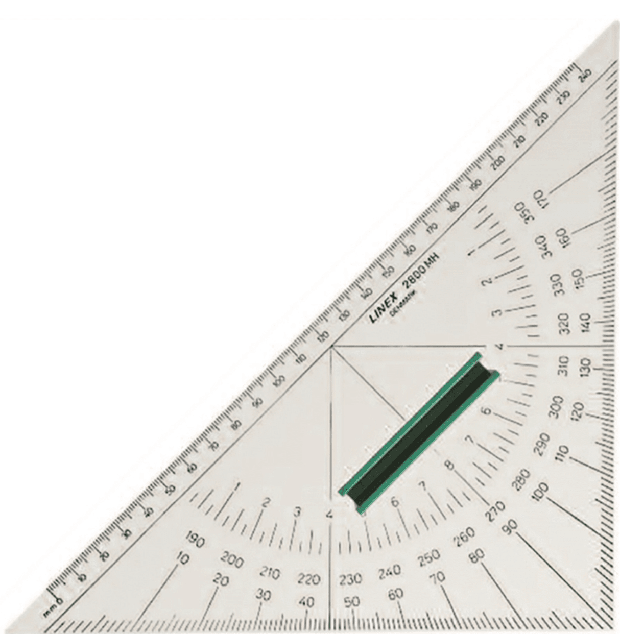 LINEX Navigation Kursdreieck Nautischer Winkelmesser mit innenliegendem Nullpunkt und Gradzahlenskala 0° bis 359°