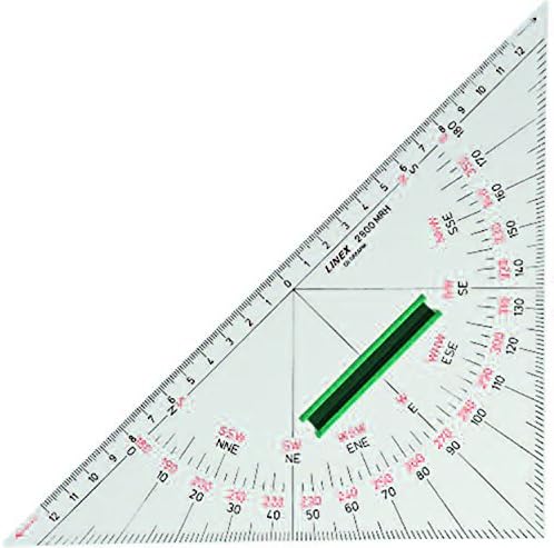 LINEX Navigation Kursdreieck Nautischer Winkelmesser mit innenliegendem Nullpunkt und Gradzahlenskala 0° bis 359°