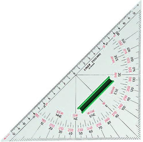 LINEX Navigation Kursdreieck Nautischer Winkelmesser mit innenliegendem Nullpunkt und Gradzahlenskala 0° bis 359°