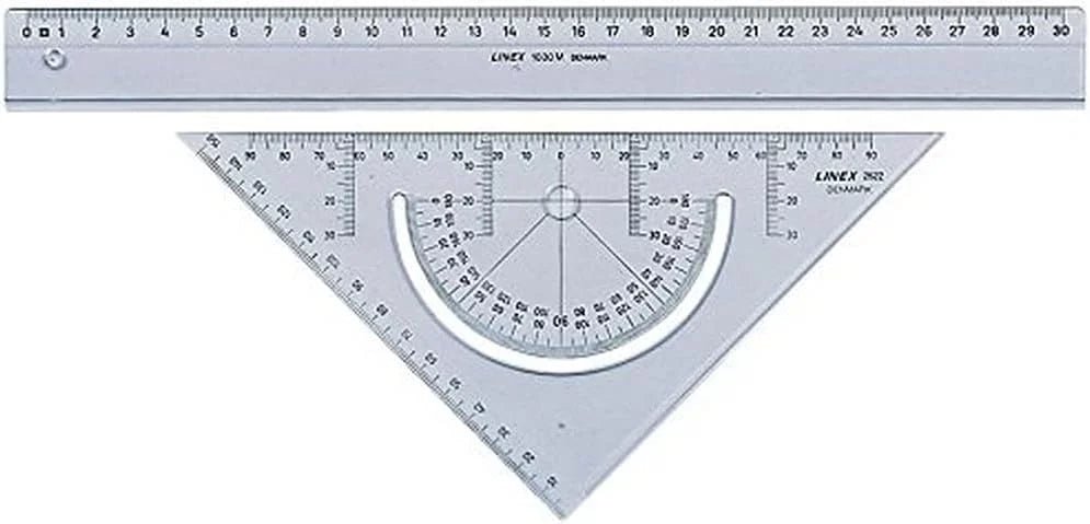 LINEX Schulset 2teilig transparent, Lineal 30 cm, Geodreieck m. Winkelmesser 18 cm