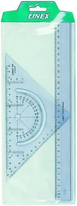 LINEX Schulset 2teilig transparent, Lineal 30 cm, Geodreieck m. Winkelmesser 18 cm