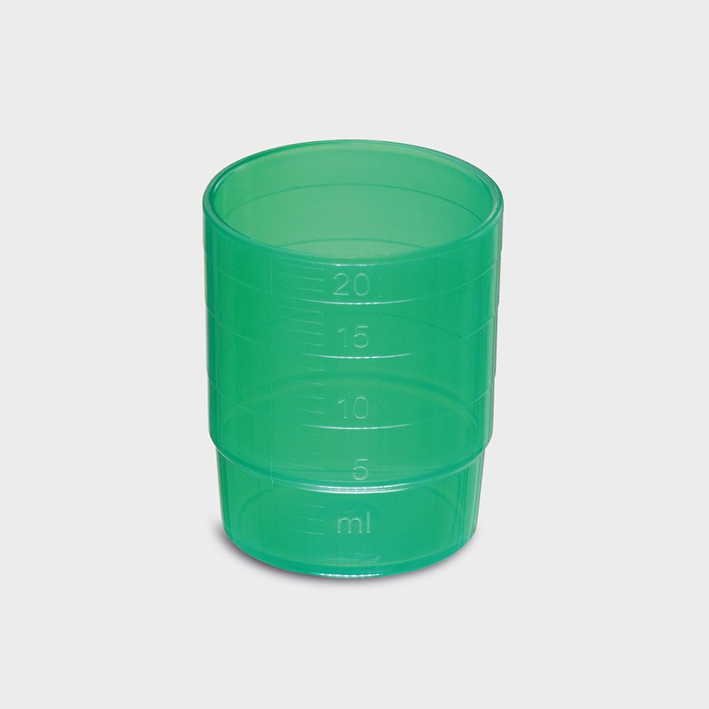 melipul MEHRWEG-Medikamentenbecher / Deckel | stapelbar | PP | 25ml | Pack 60 Stück | versch. Farben