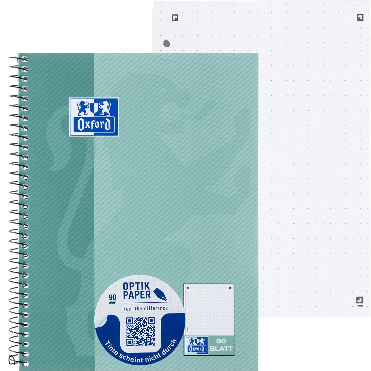 Oxford Collegeblock A5+, 80 Blatt, Microperforation und Ausreißhilfe, Dotted, SCRIBZEE® kompatibel