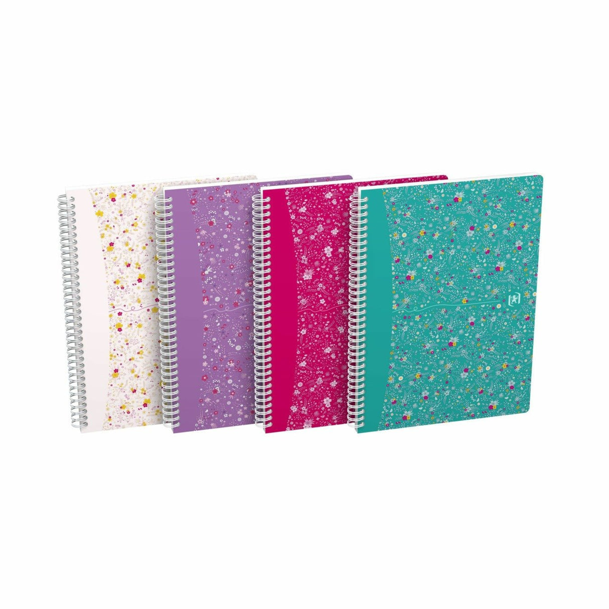 Oxford GO Floral Spiralbuch, Softcover mit Soft Touch Finish, weiße Doppelspirale, 60 Blatt - verschiedene Ausführungen