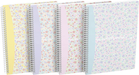 Oxford GO Floral Spiralbuch, Softcover mit Soft Touch Finish, weiße Doppelspirale, 60 Blatt - verschiedene Ausführungen