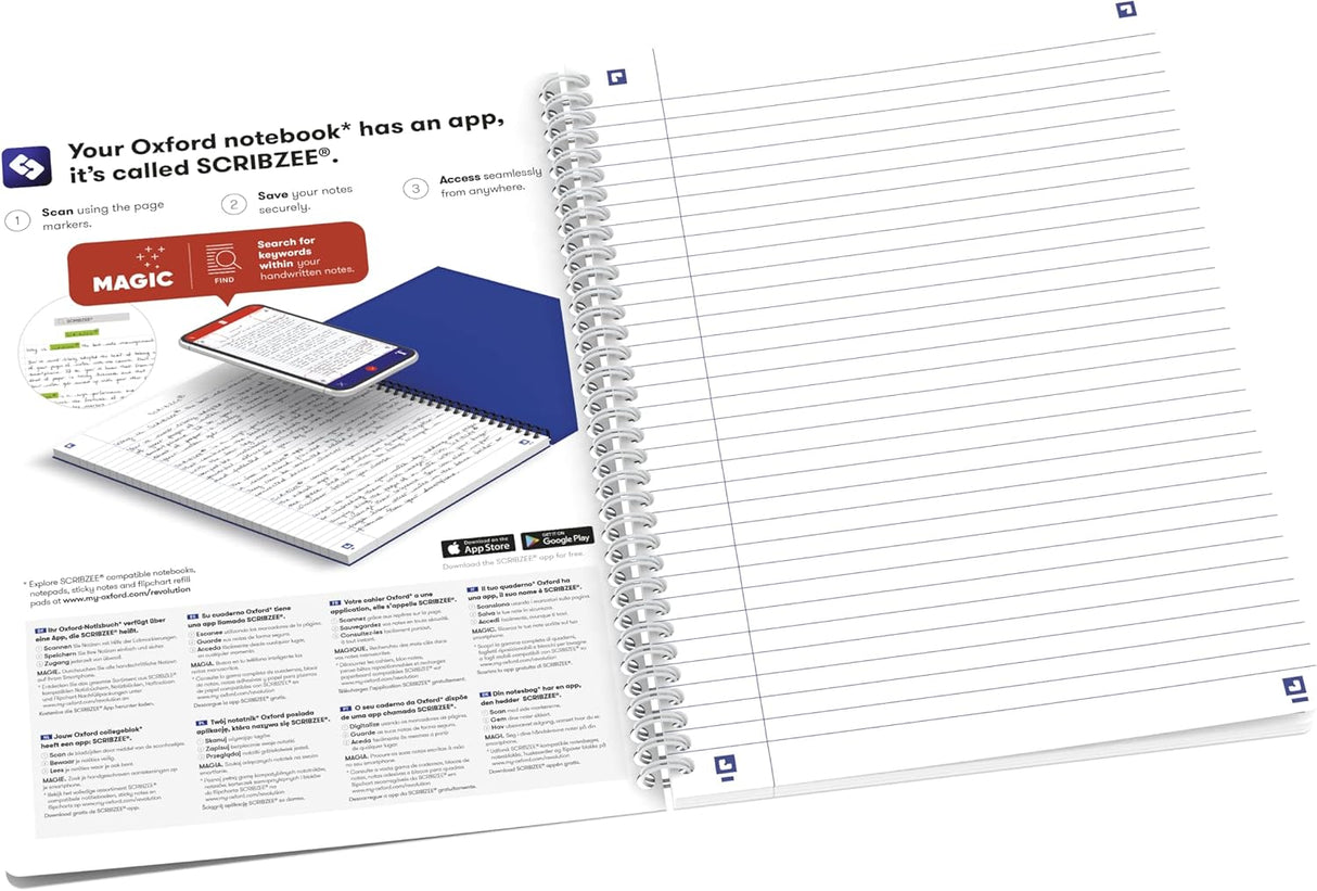 Oxford GO Floral Spiralbuch, Softcover mit Soft Touch Finish, weiße Doppelspirale, 60 Blatt - verschiedene Ausführungen