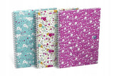Oxford GO Floral Spiralbuch, Softcover mit Soft Touch Finish, weiße Doppelspirale, 60 Blatt - verschiedene Ausführungen