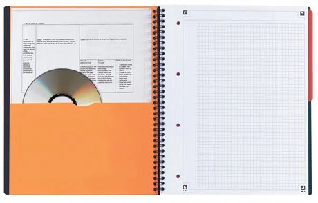 OXFORD International Activebook A4+, kariert 5 mm, 80 Blatt, Optik Paper®, 4fach gelocht, mit PP-Deckel und Lesezeichen-Register, 5er-Packung