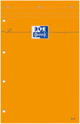 OXFORD International Notepad A4+ (210 x 315 mm), liniert 6 mm, 80 Blatt, 80 g/m², 4fach gelocht, mit laminiertem starkem Deckel, 5er-Packung
