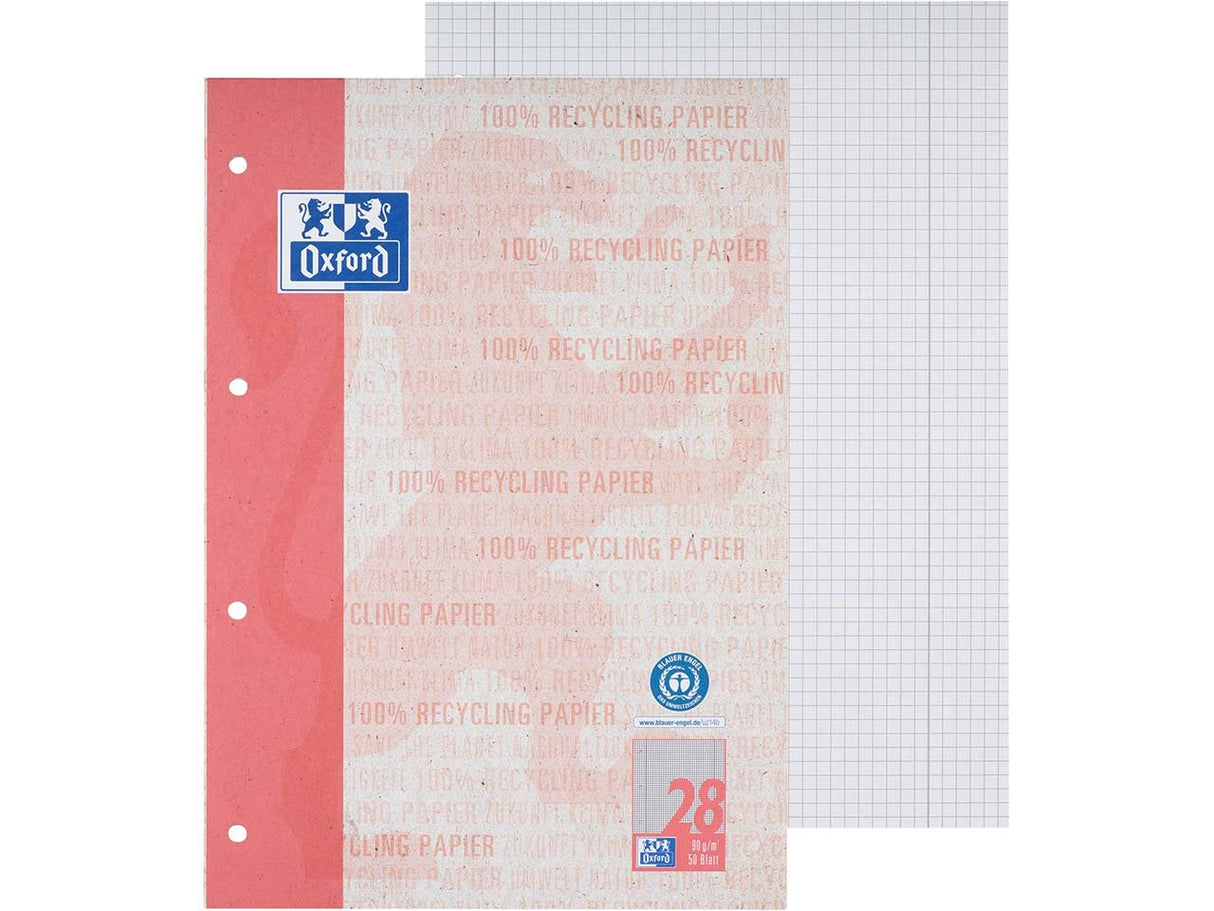 Oxford Recycling College- und Schulblock A4/A5+, 50-80 Blatt, Optik Paper® - verschiedene Lineaturen