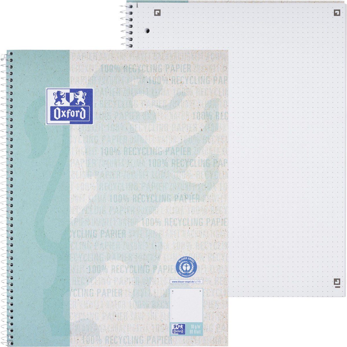 Oxford Recycling Collegeblock A4+ und A5+, 80 Blatt, Optik Paper® - verschiedene Ausführungen