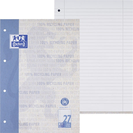 Oxford Recycling Schulblock A4, kopfgeleimt, 50 Blatt, Optik Paper®, 4fach gelocht - verschiedene Ausführungen