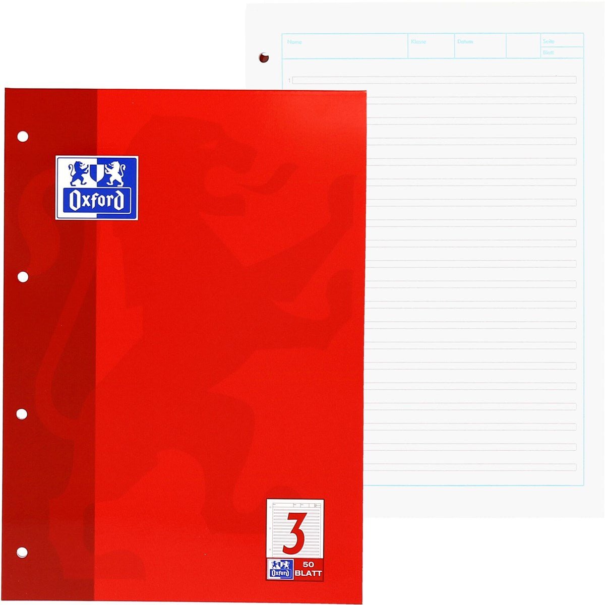 OXFORD Schule Arbeitsblätterblock A4, 50 Blatt, Optik Paper®, 4fach gelocht - verschiedene Ausführungen