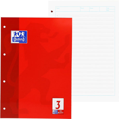 OXFORD Schule Arbeitsblätterblock A4, 50 Blatt, Optik Paper®, 4fach gelocht - verschiedene Ausführungen