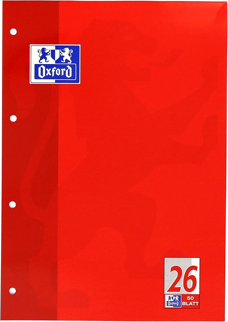 OXFORD Schule Schulblock A4, kopfgeleimt, 50 Blatt, Optik Paper®, 4fach gelocht - verschiedene Ausführungen