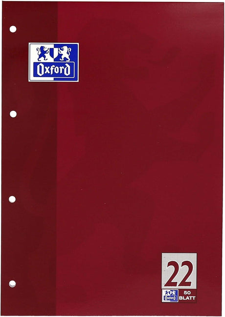 OXFORD Schule Schulblock A4, kopfgeleimt, 50 Blatt, Optik Paper®, 4fach gelocht - verschiedene Ausführungen