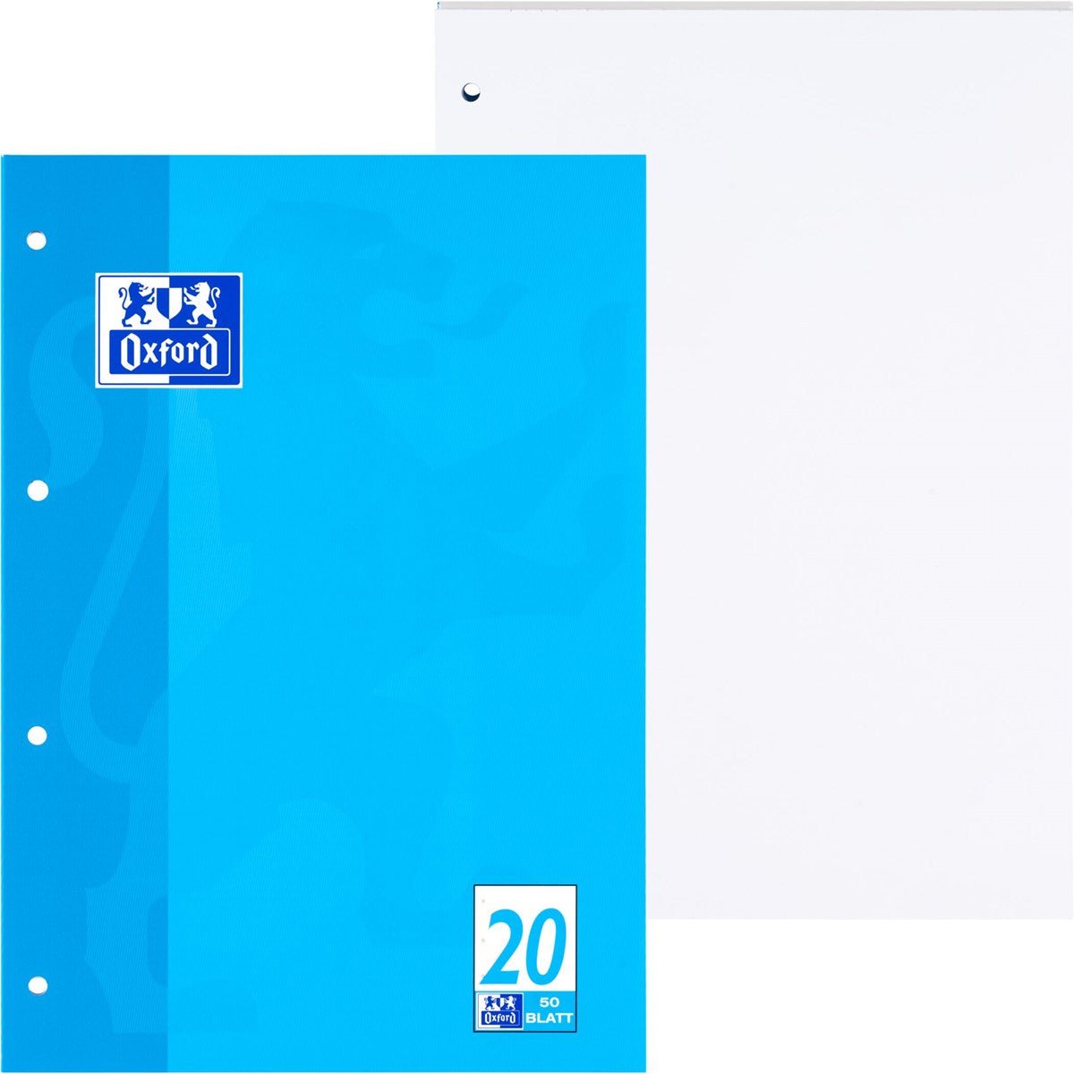 OXFORD Schule Schulblock A4, kopfgeleimt, 50 Blatt, Optik Paper®, 4fach gelocht - verschiedene Ausführungen