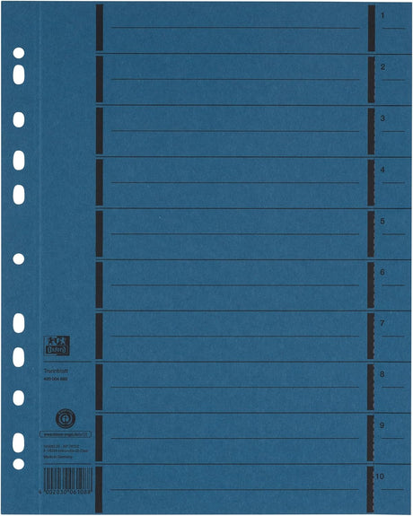 Oxford Trennblatt A4 mit Perforation aus Kraft- und Manilakarton - verschiedene Ausführungen